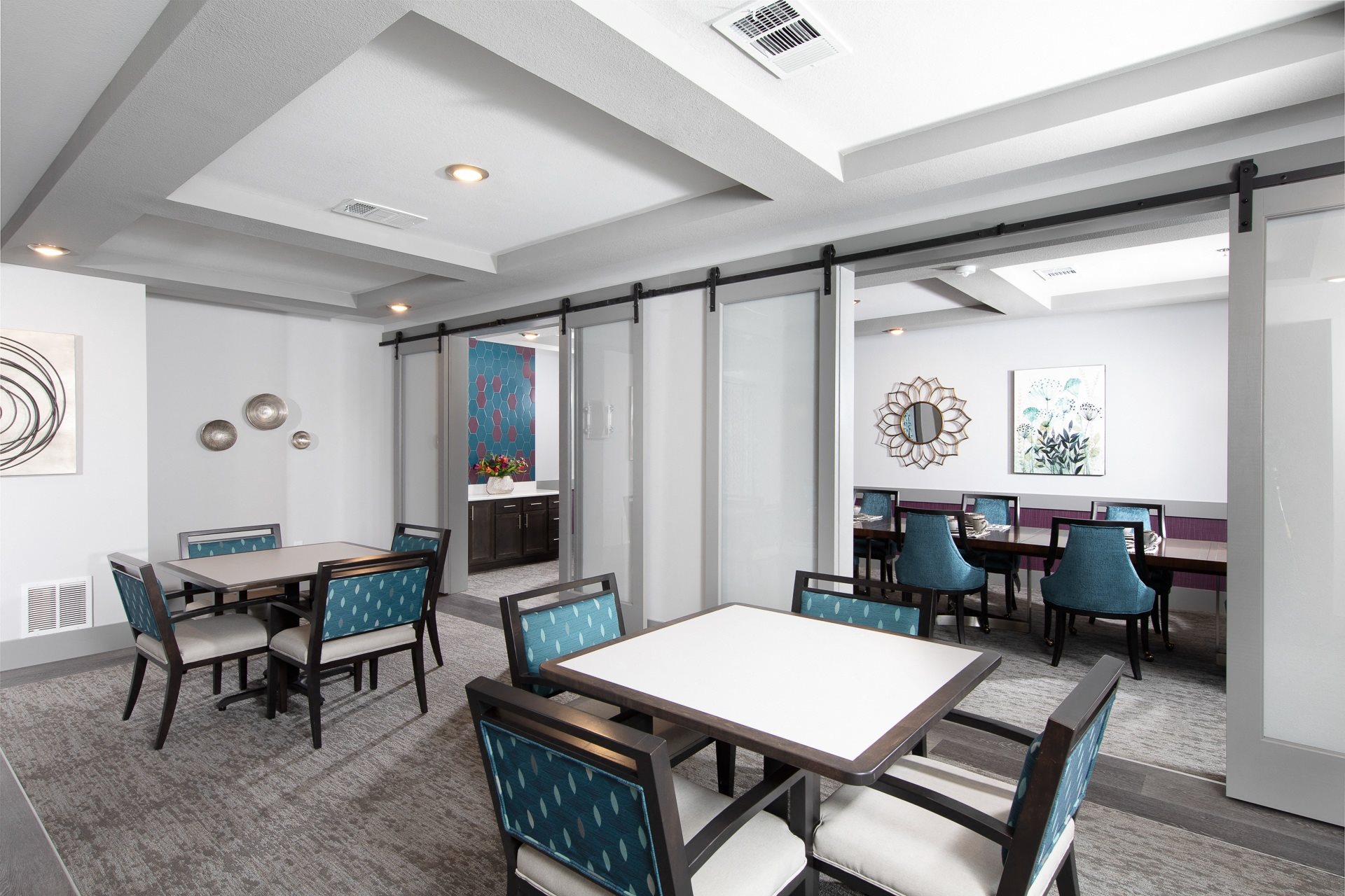 an open concept dining room at a senior apartment community
